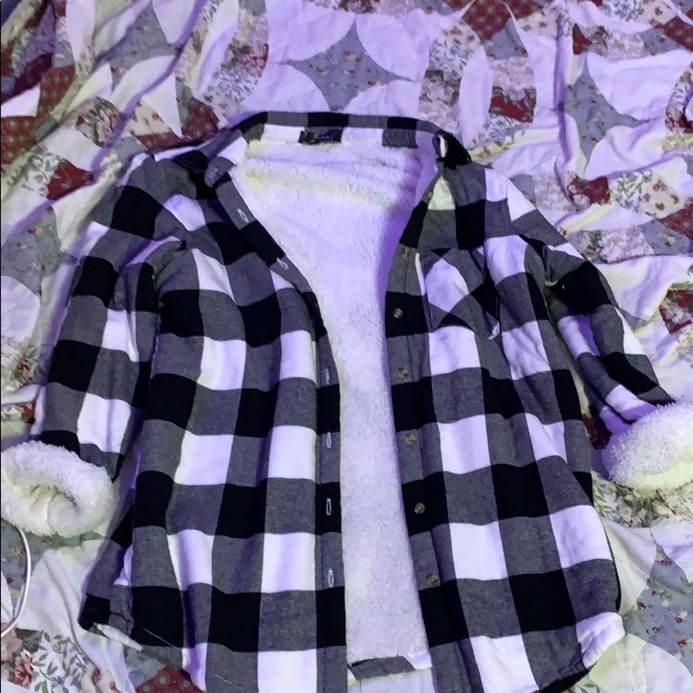 Fuzzy Plaid Button Up